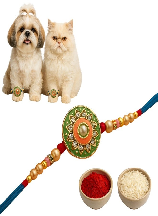 ويستيرن إرا راخي أنيق للحيوانات الأليفة من العصر الغربي للكلاب والقطط | رولي تشاول | هدية راكشا باندهان مصنوعة يدويًا لأخيك ذي الفراء | الحب والتقاليد والترابط | راخي بتصميم مميز | احتفل بالحب الرائع (النمط 23) - Image 1